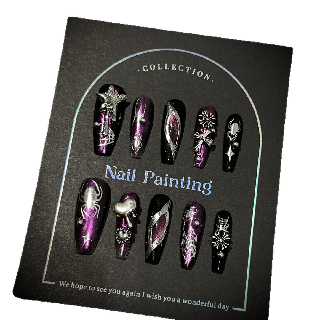 Artistic Spider-Themed Press-On Nail Art Set