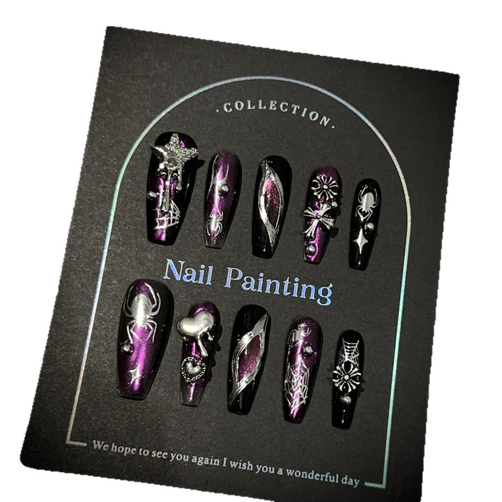 Artistic Spider-Themed Press-On Nail Art Set