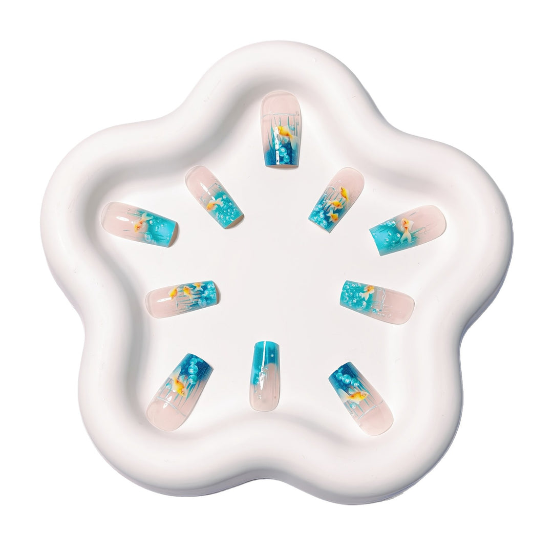 Creative art nails with maritime goldfish design Kalsten