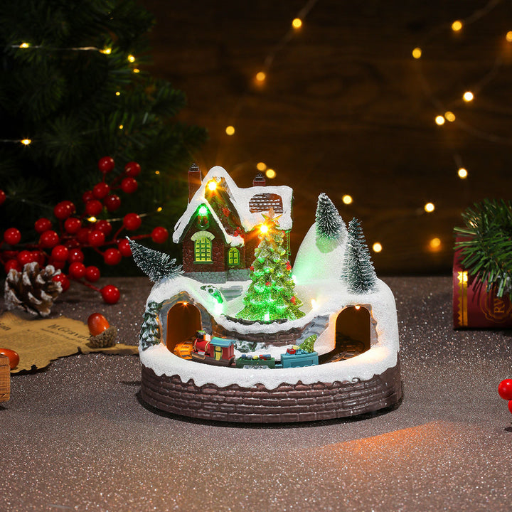 Illuminated Holiday Snow Globe Scene Kalsten