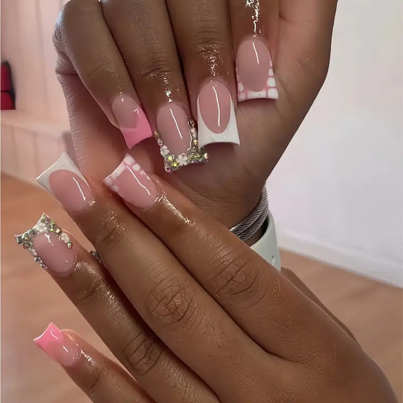 Glamorous 3D Crystal-Accented Press-On Nail Set Kalsten