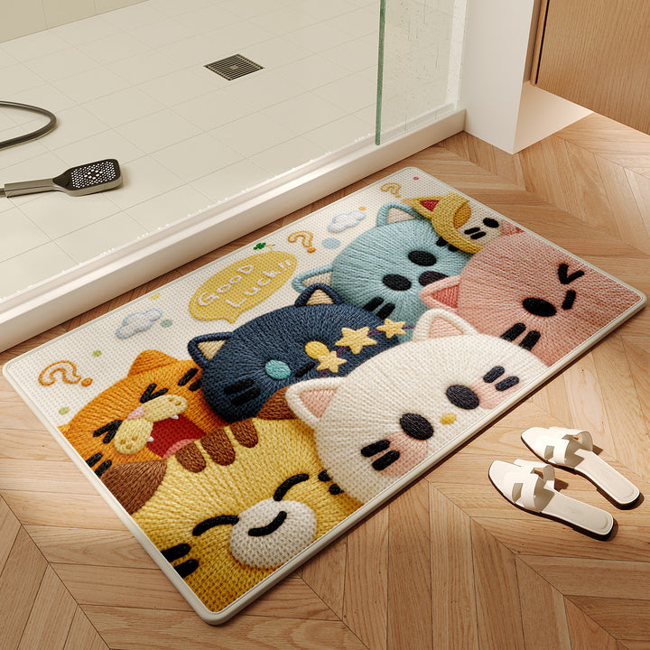 Cute Cartoon Cat-Themed Bath Mat Kalsten