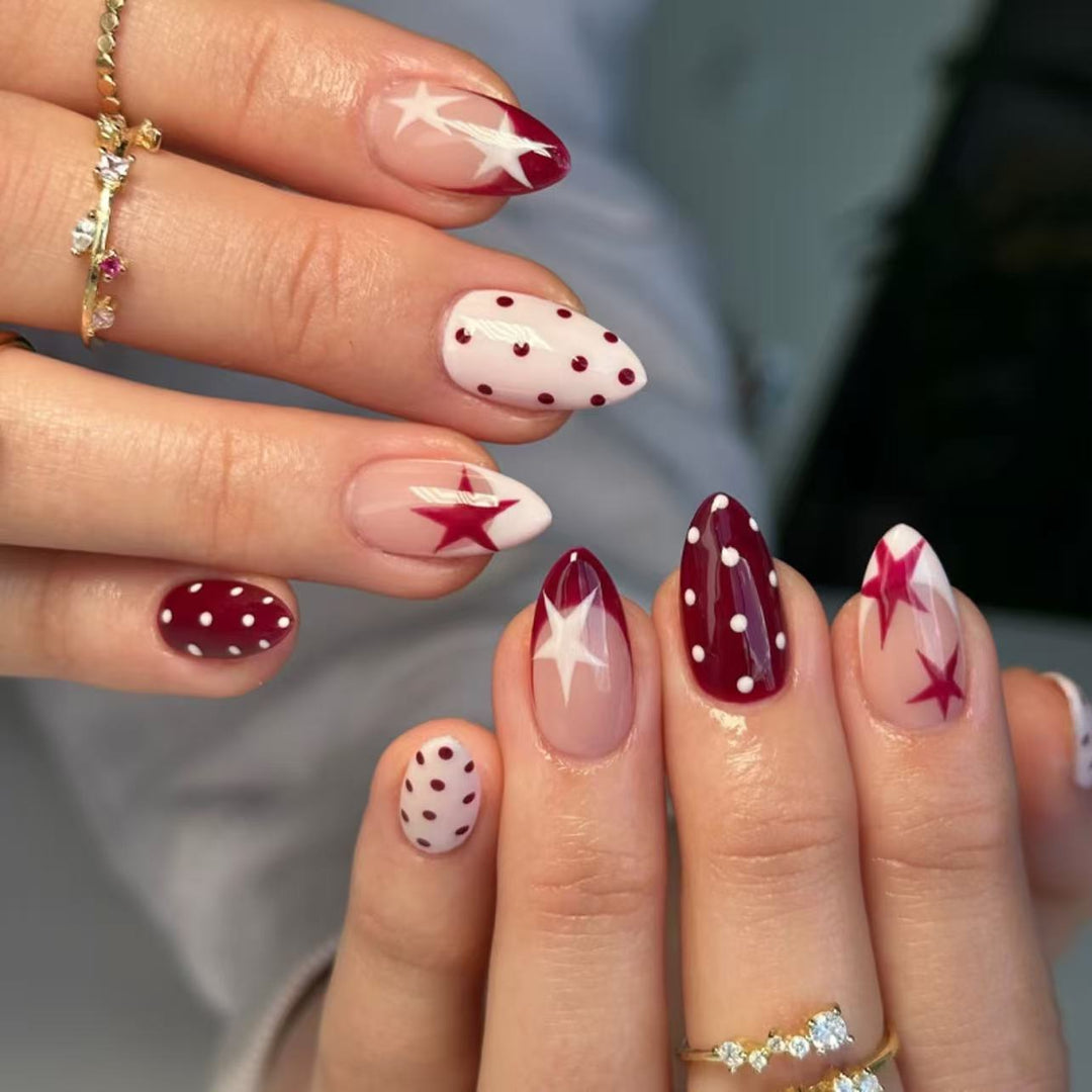 Artistic Star and Dot Press-On Nail Tips Kalsten