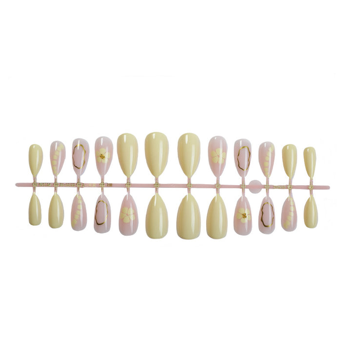 Decorative Press-On Nail Set with Floral and Glossy Design kalsten