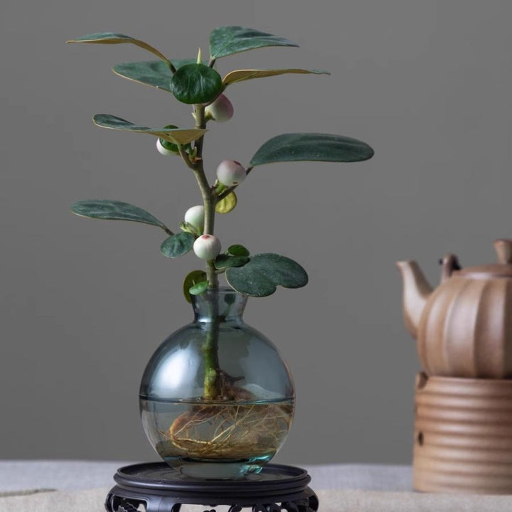 Modern Glass Vase with Artificial Plant