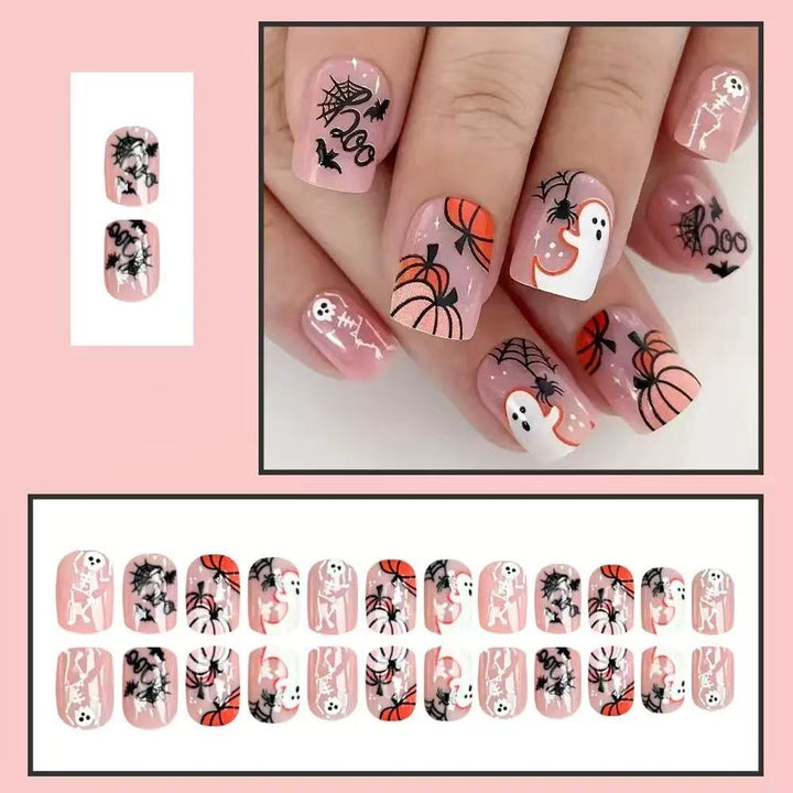 Halloween Artificial Nail Set with Creepy 3D Designs and Spider Decorations Kalsten