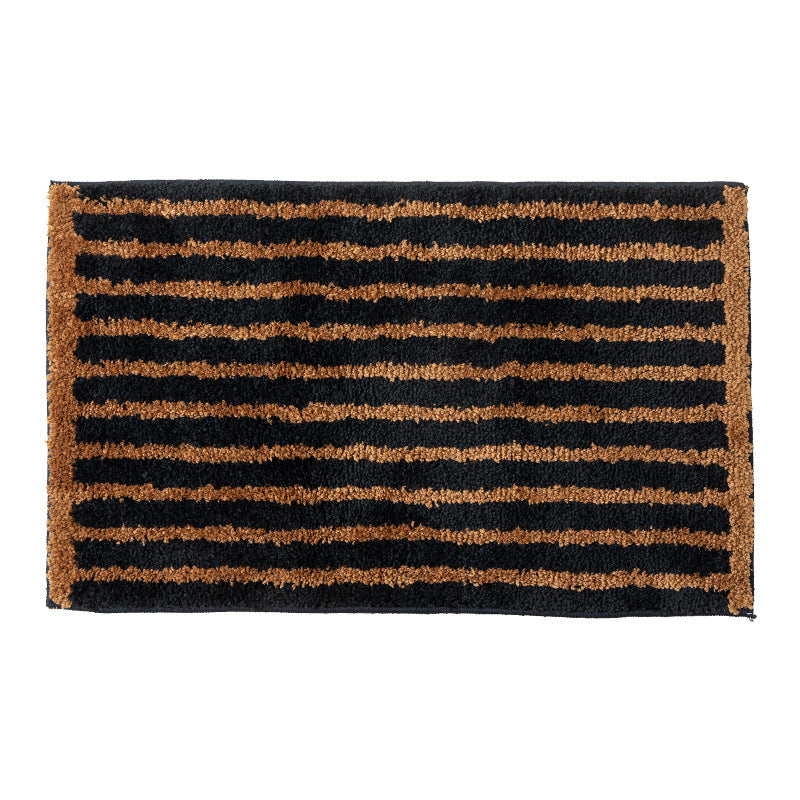 Robust coconut fiber doormat with striped dirt-catching structure and non-slip backing