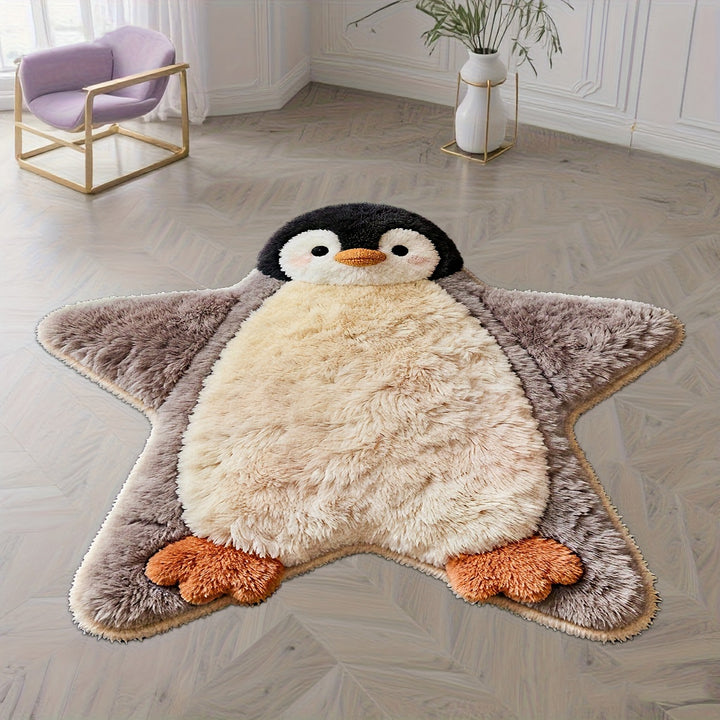 Penguin-Shaped Plush Area Rug