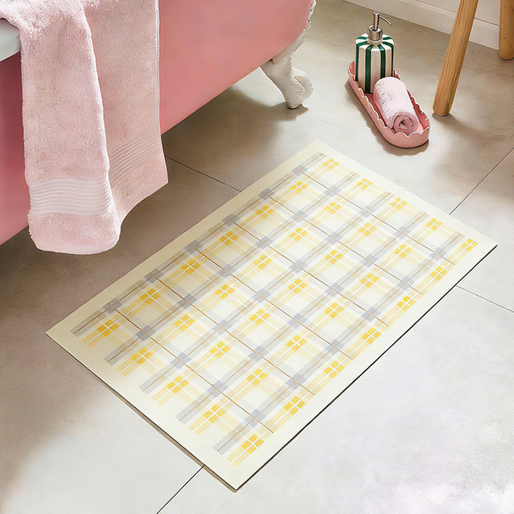 Oval wipeable placemat made of easy-care vinyl with a checked pattern Kalsten