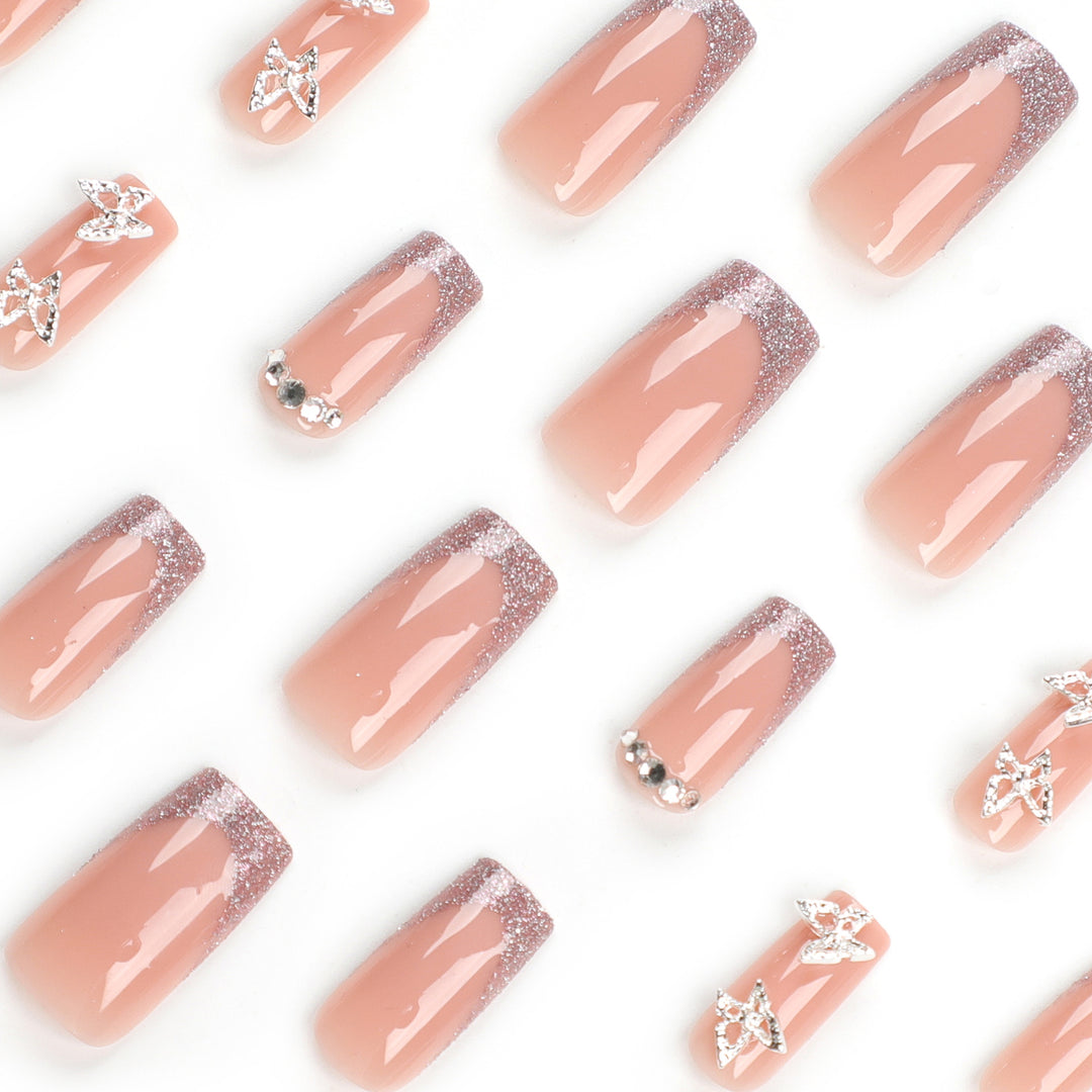 Artful Nail Extensions with Glitter and Decorative Accents Kalsten