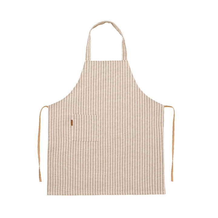 Linen-cotton blend kitchen apron with striped pattern and front pocket Kalsten