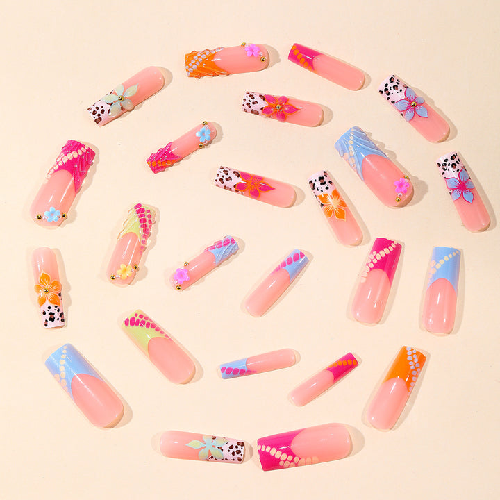 Vibrant Floral 3D Nail Art Extensions Kalsten