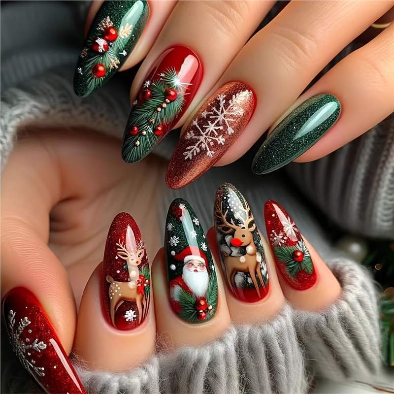Holiday Themed Decorative Nail Art Kalsten