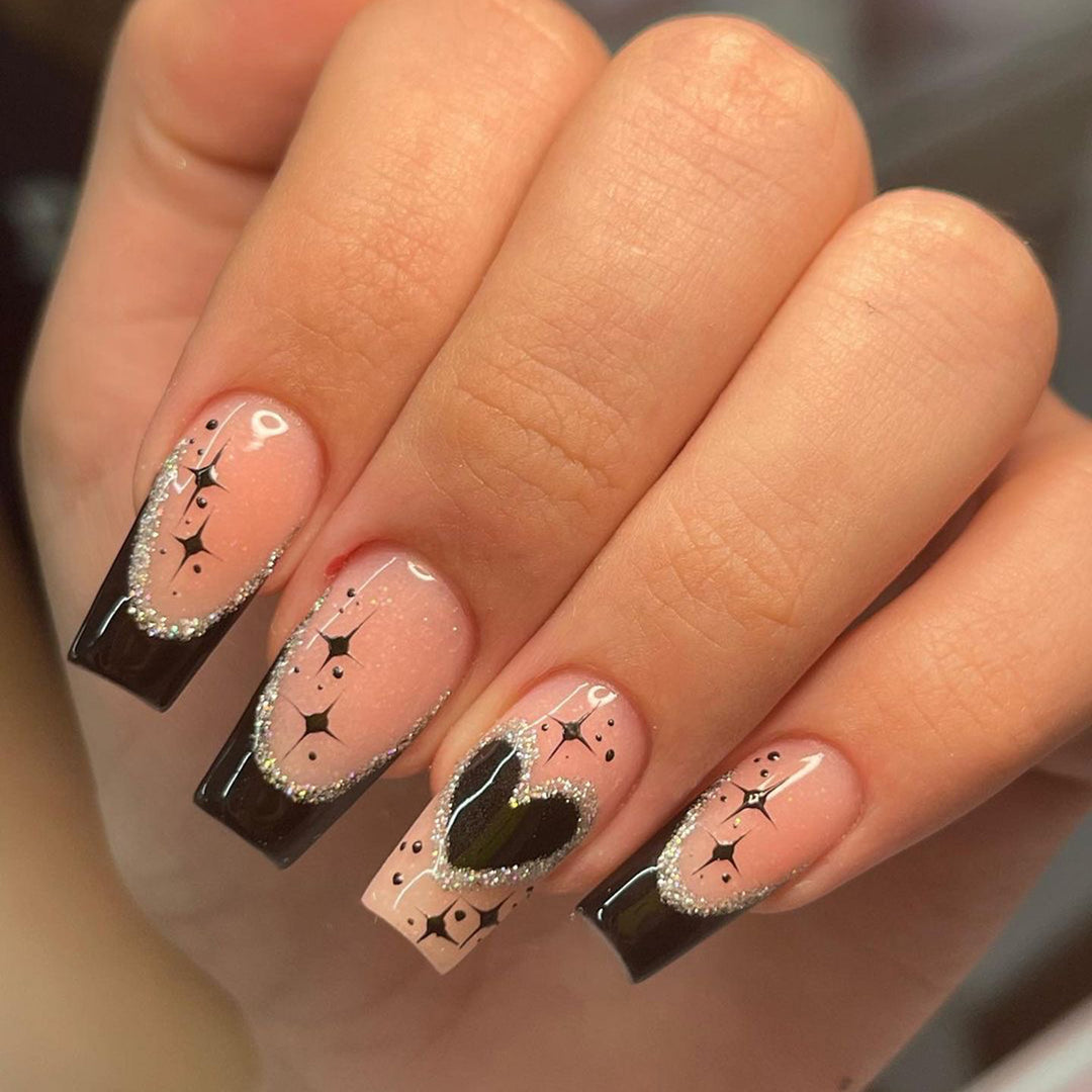 Artful Nail Extensions with Elegant Glitter Details Kalsten