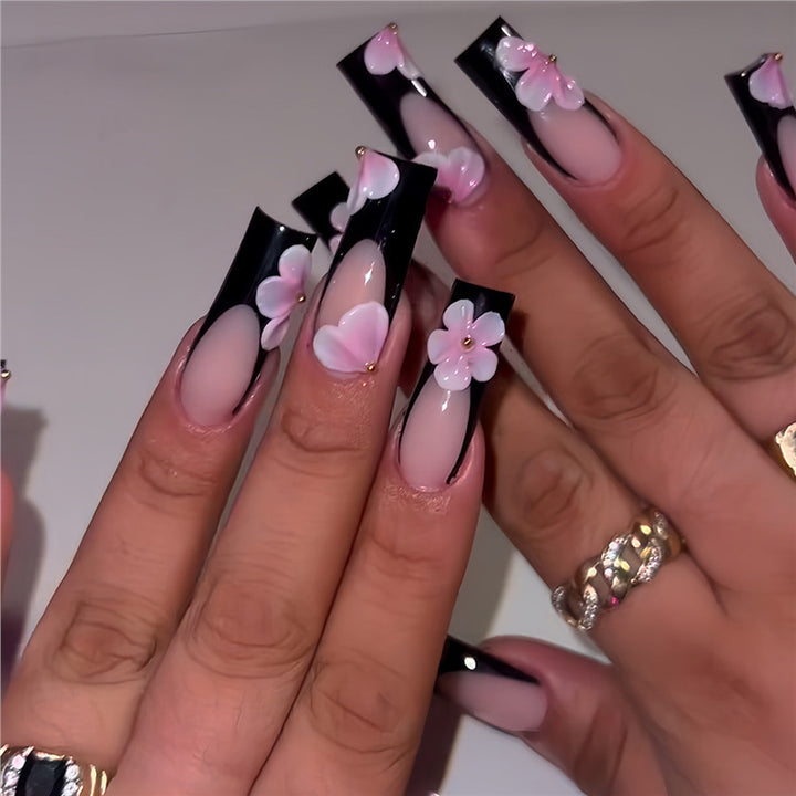 Floral-Embellished Long Press-On Nails Kalsten