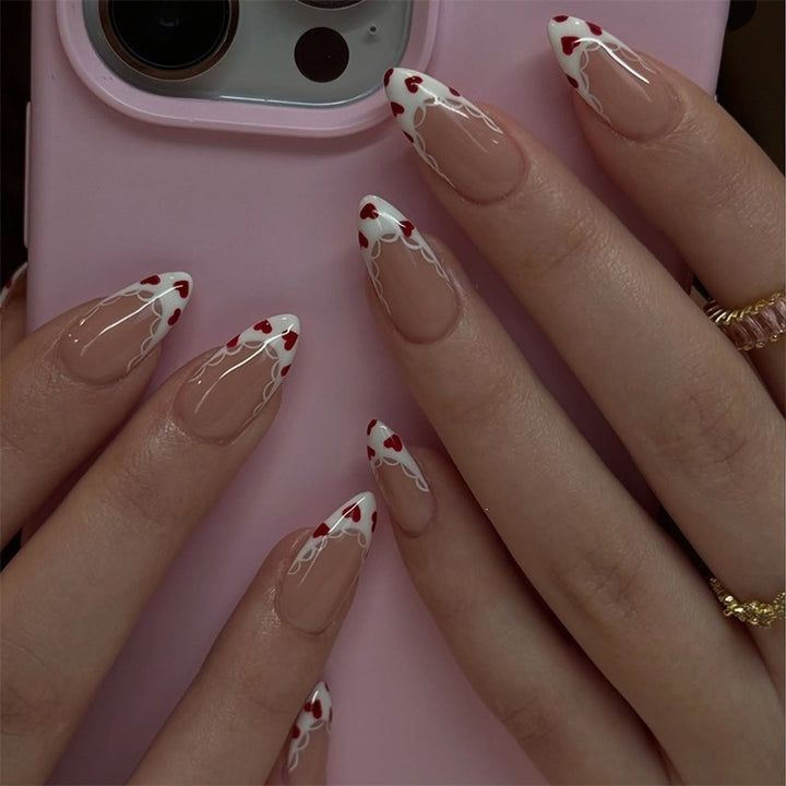 Artificial nail set with stylish flower and lace embellishments Kalsten