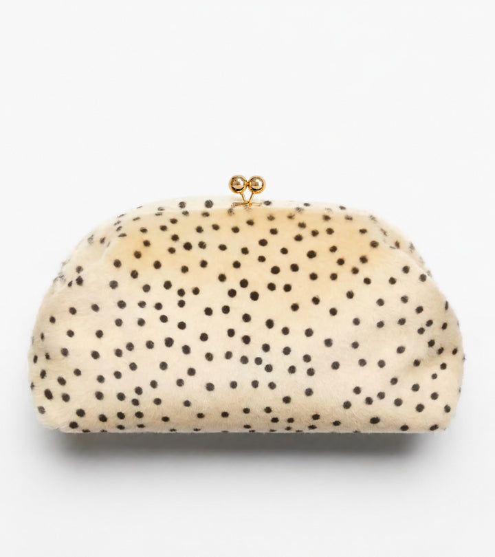 Plush Polka Dot Cosmetic Clutch