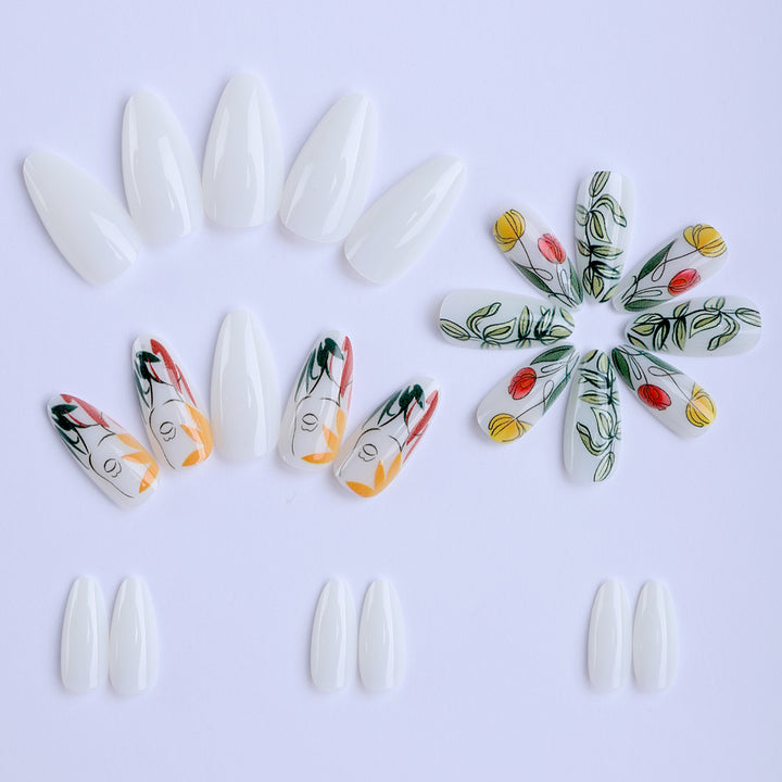 Artificial nails with floral patterns Kalsten