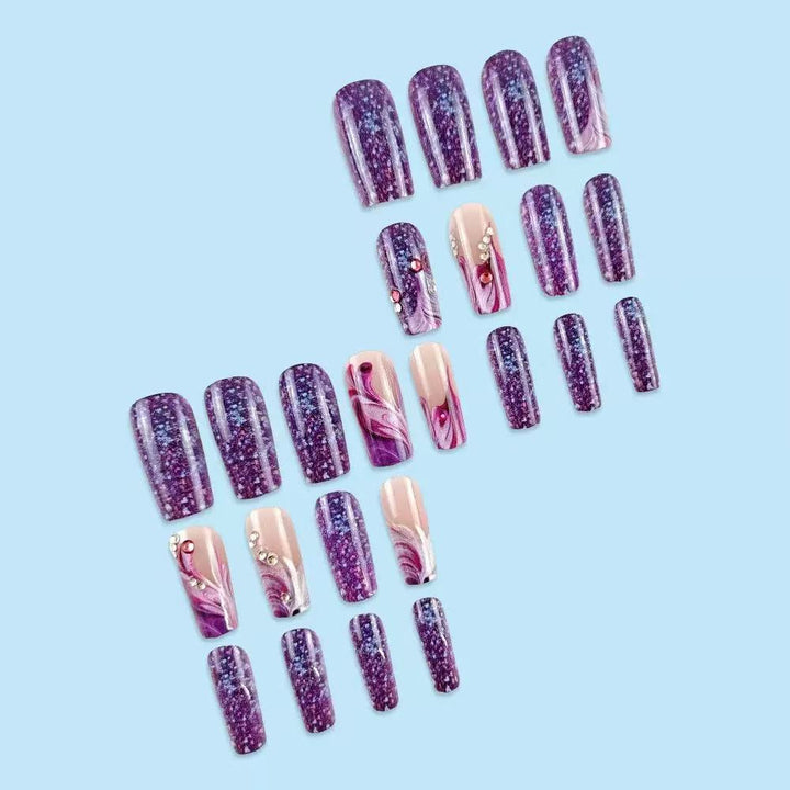 Acrylic nail set with luxurious color gradients and sparkling accents Kalsten
