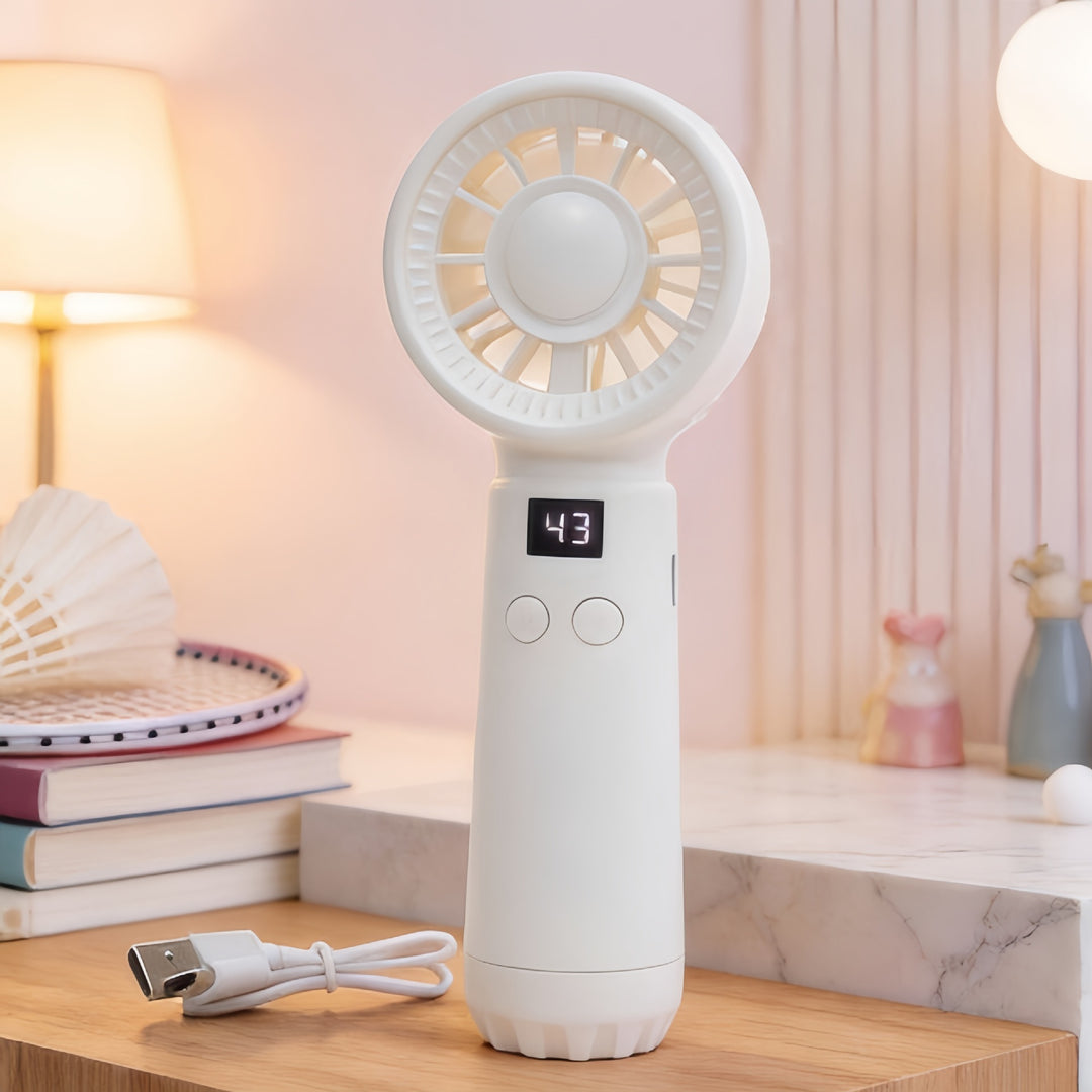 Cooling portable rechargeable bladeless handheld fan with LED speed display and USB charging Kalsten