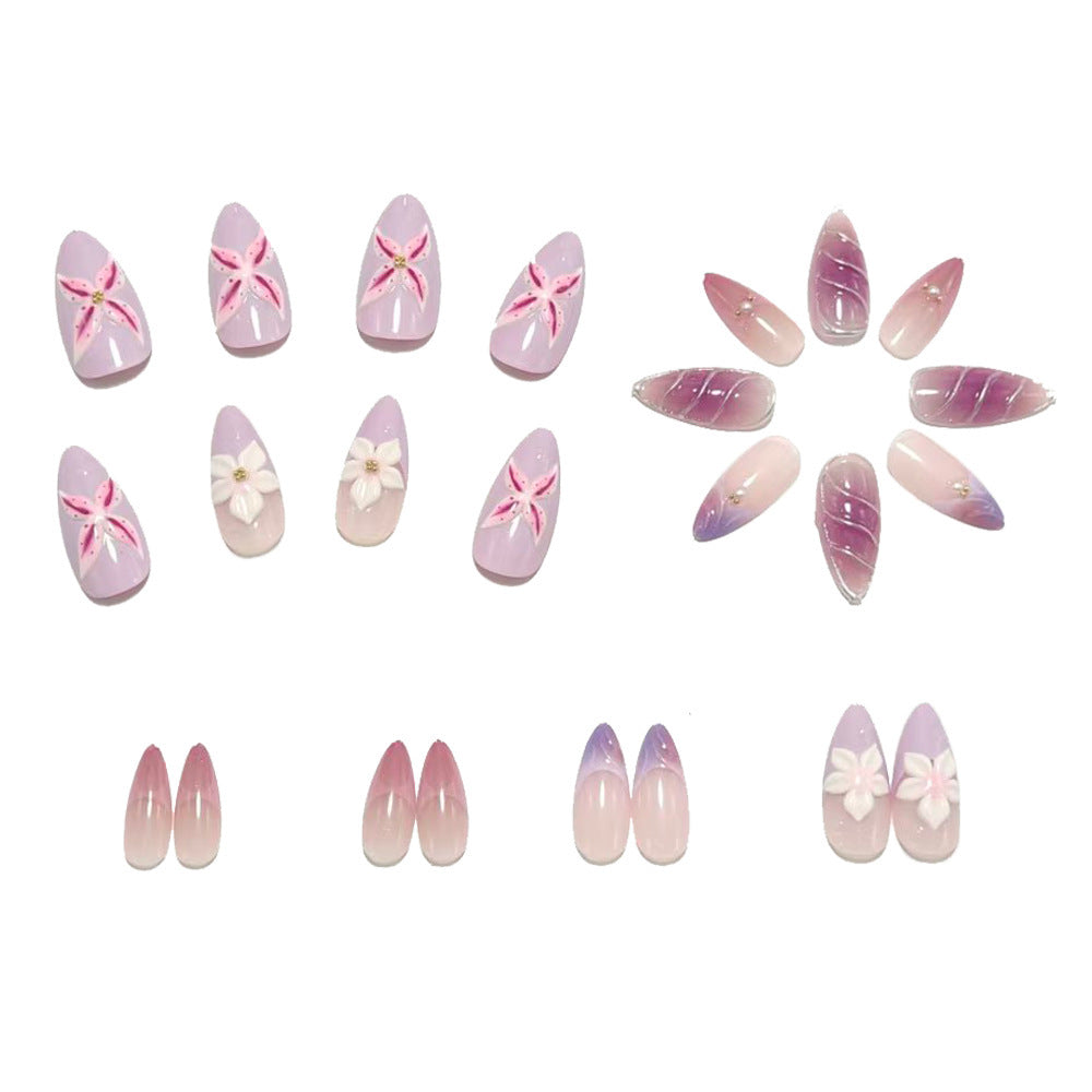 Artificial nails in elegant stiletto design with floral accent Kalsten