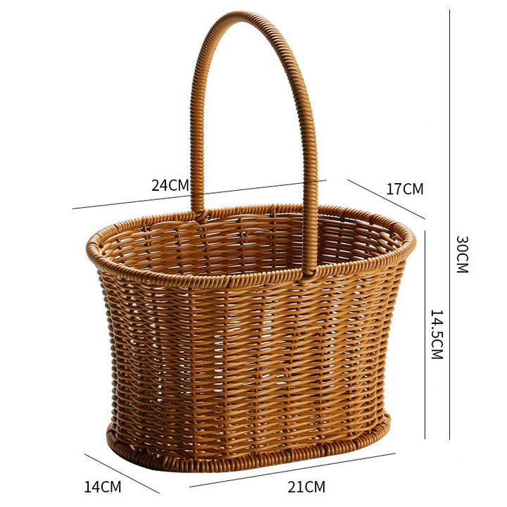 Decorative Woven Storage Basket with Mushroom Emblem Kalsten