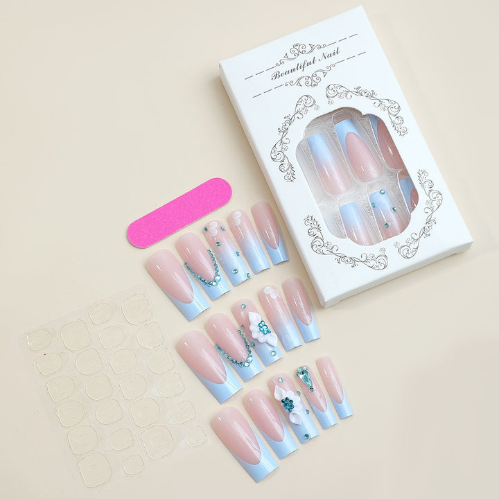 Artificial nail set with luxurious decorations and delicate ombre effect Kalsten