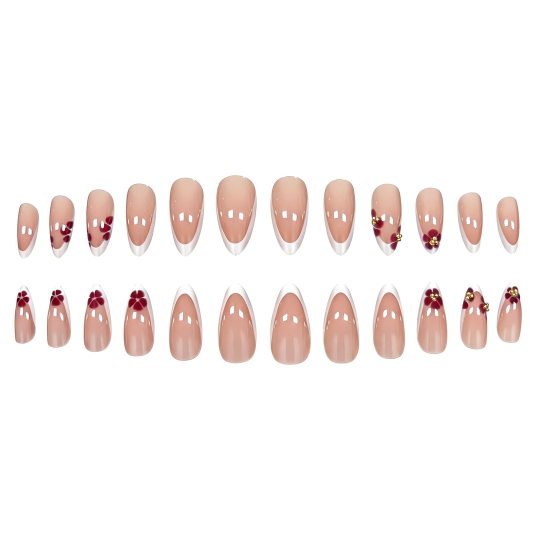 Artistic Floral French Tip Press-On Nails Kalsten
