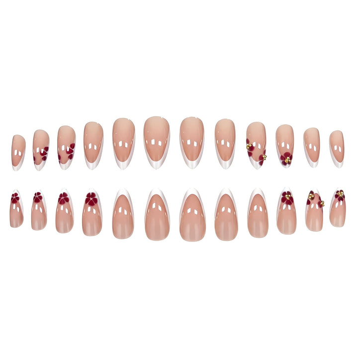 Artistic Floral French Tip Press-On Nails Kalsten