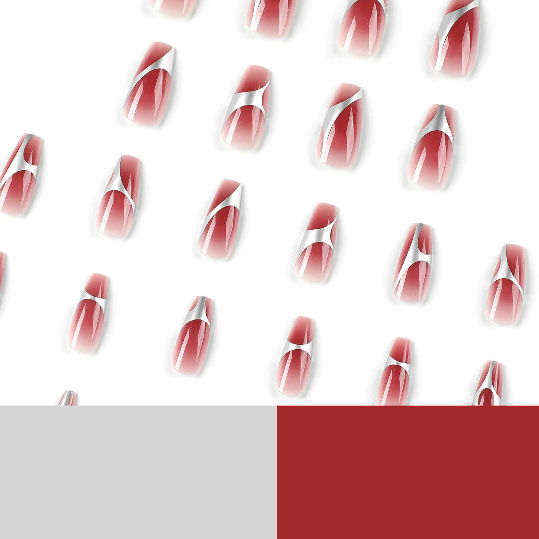 Artificial nail extensions with high-gloss finish and modern design Kalsten