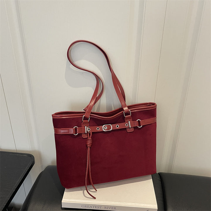 Elegant Suede Handheld Tote Bag