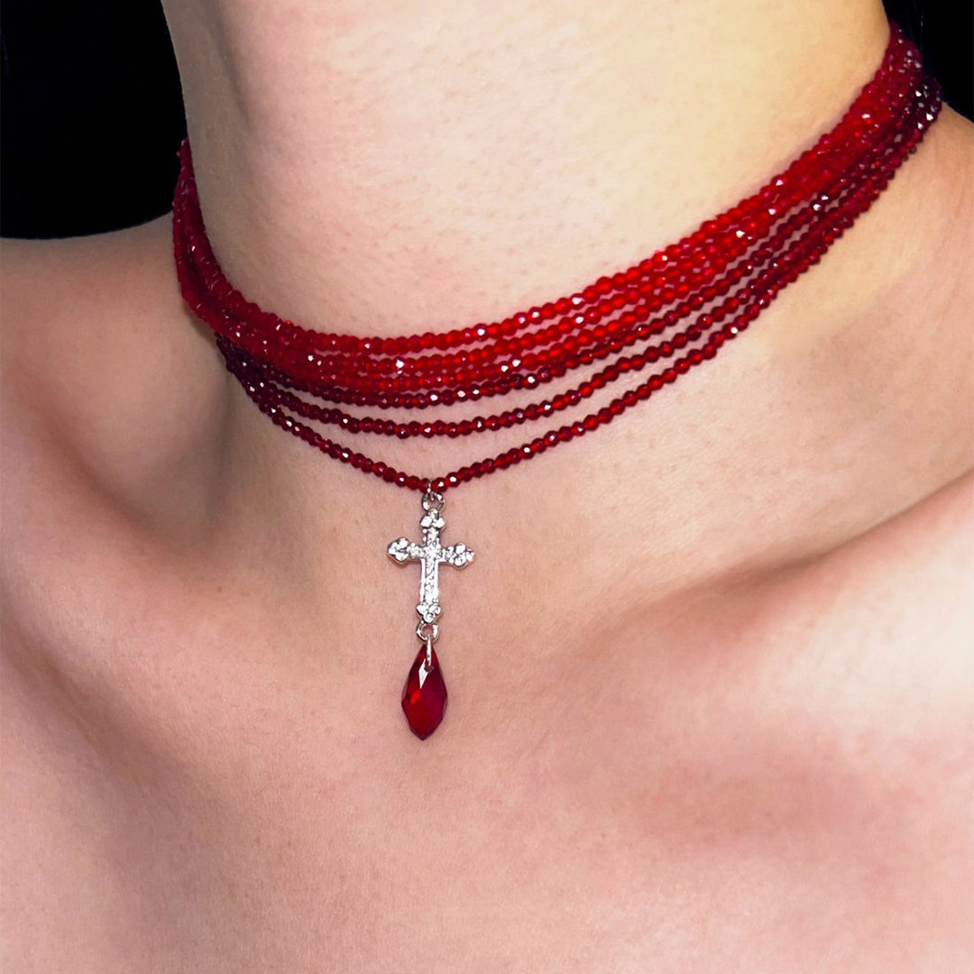 Layered Beaded Cross Necklaces Kalsten
