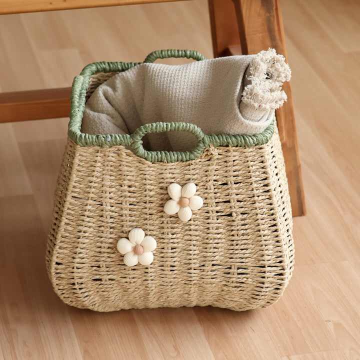 Handcrafted basket with flower appliqué Kalsten