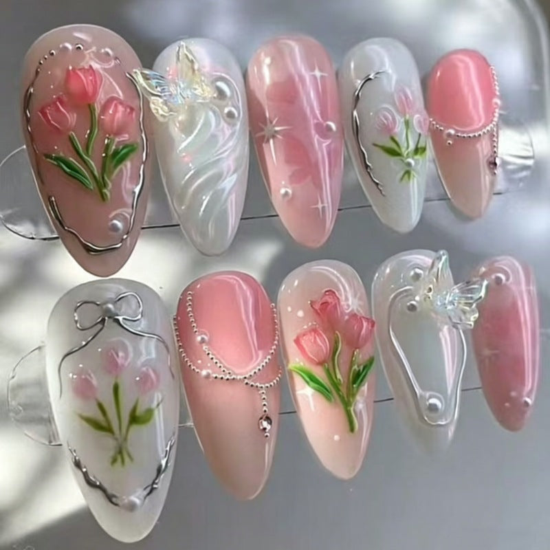 Floral-Embellished Press-On Nail Collection Kalsten