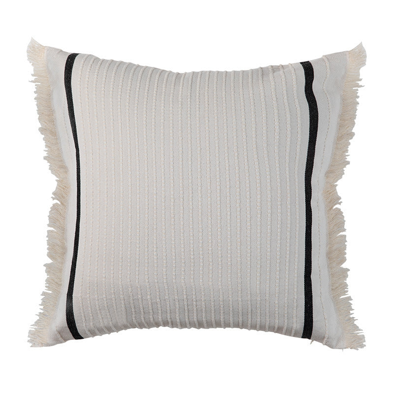 Boho cushion cover with fringes and textured weaving Kalsten