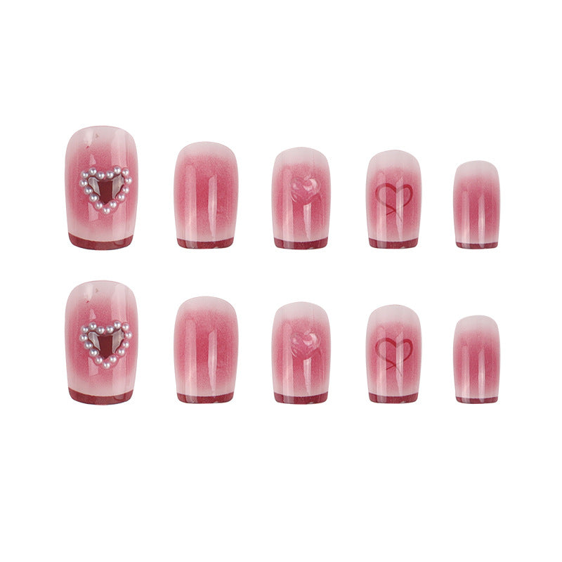 Elegant Heart-Embellished Press-On Nails Kalsten