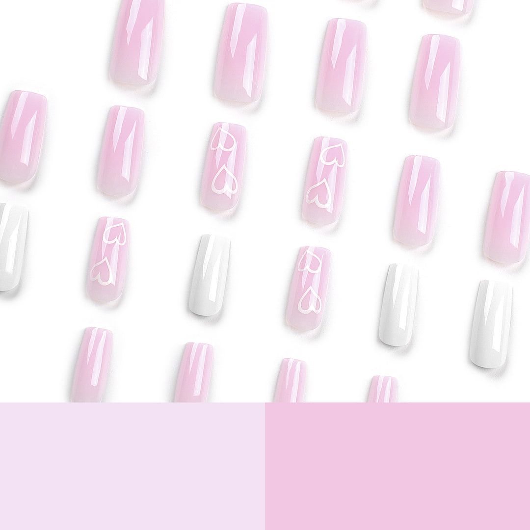 Artful Nail Extensions with Heart Patterns Kalsten