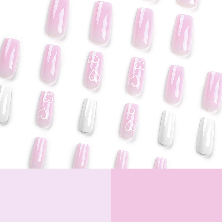 Artful Nail Extensions with Heart Patterns Kalsten