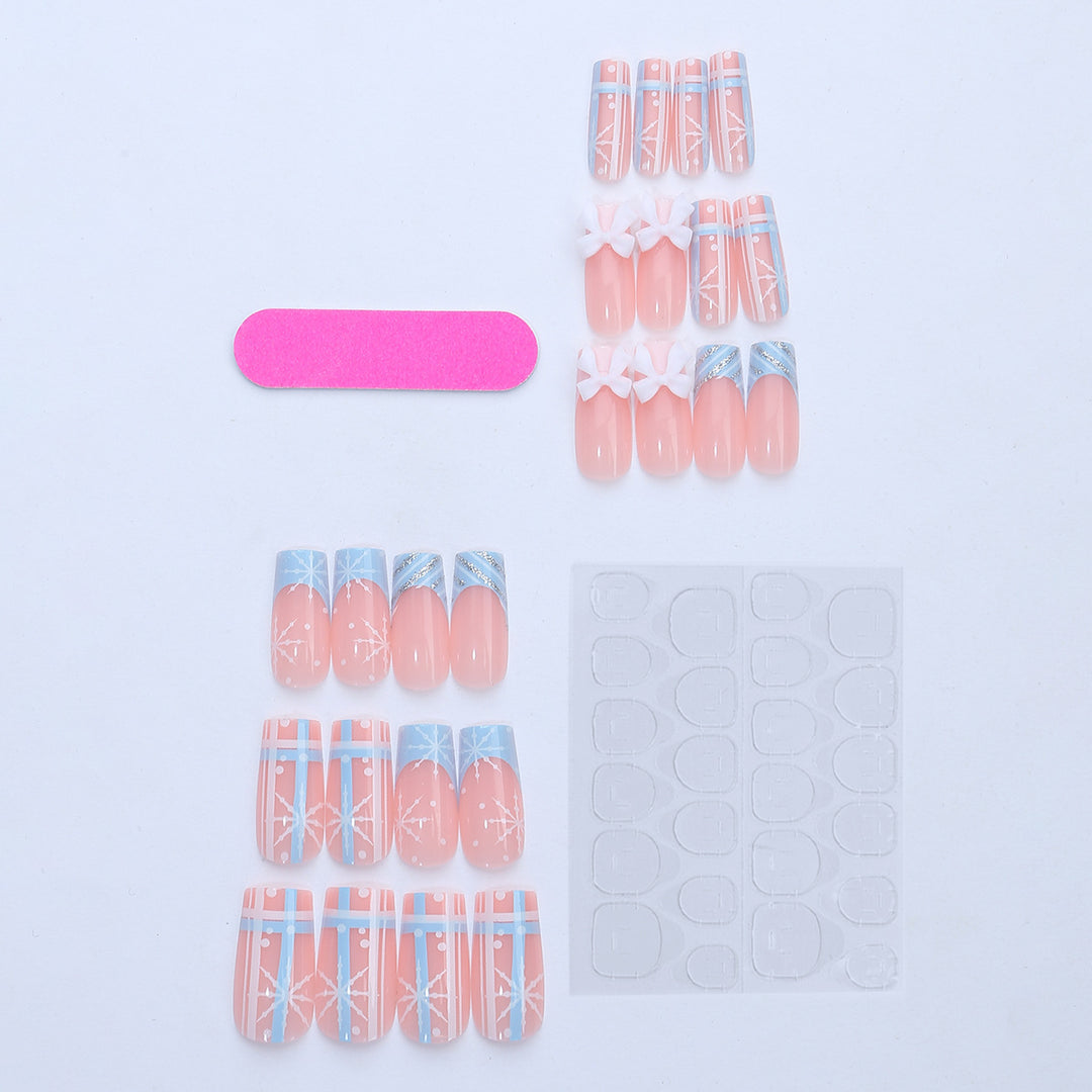 Artificial nail set with winter snowflake and bow motifs Kalsten