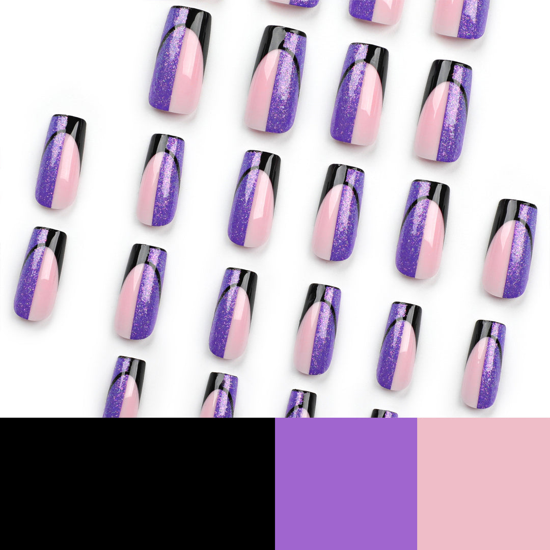 Artful nail extensions with glamorous color gradient and glitter details Kalsten