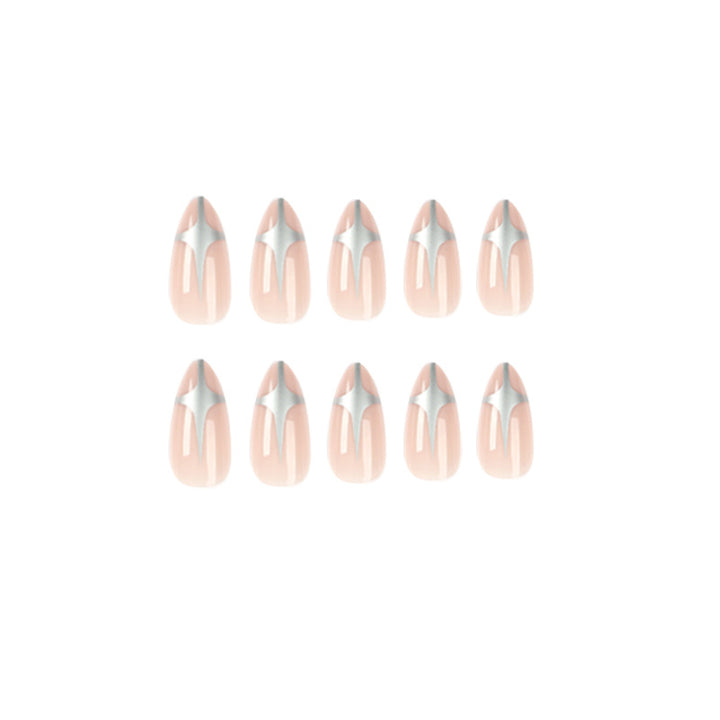 Artful Stiletto Nails with Silver Accents Kalsten
