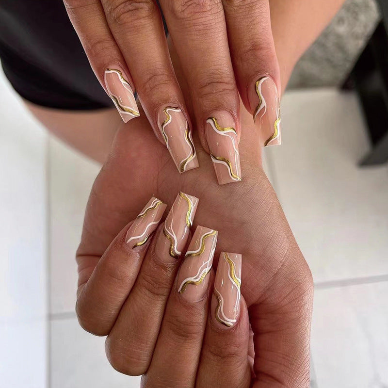 Artful Nail Extensions with Elegant Wave Design Kalsten