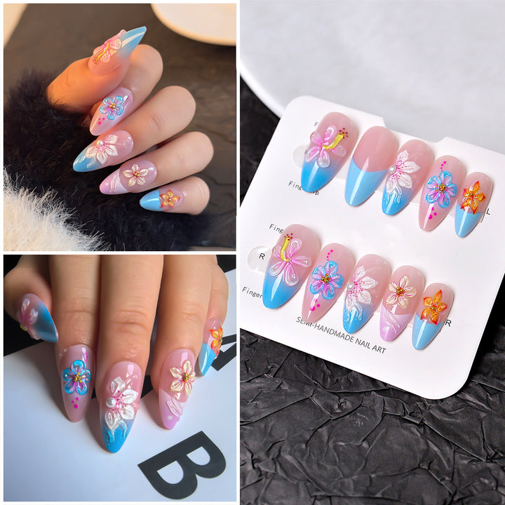 Artistic Floral-Designed Press-On Nail Set Kalsten