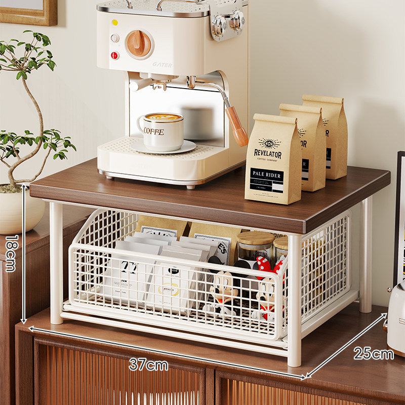 Countertop Espresso Machine Stand with Pull-Out Wire Basket Organizer