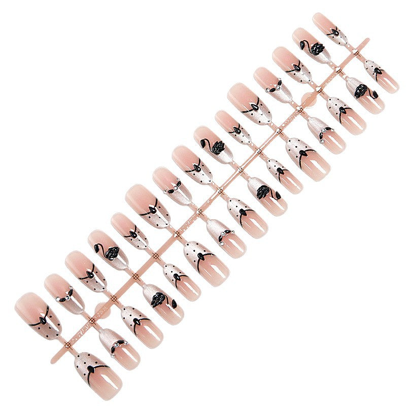 Artificial nails with floral accents and elegant shine Kalsten