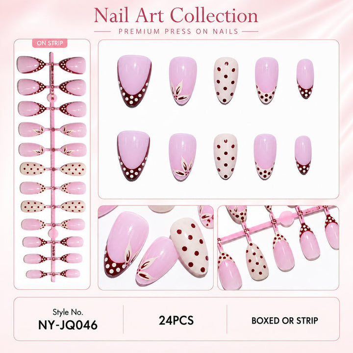 Elegant artificial nails with floral and dotted design Kalsten