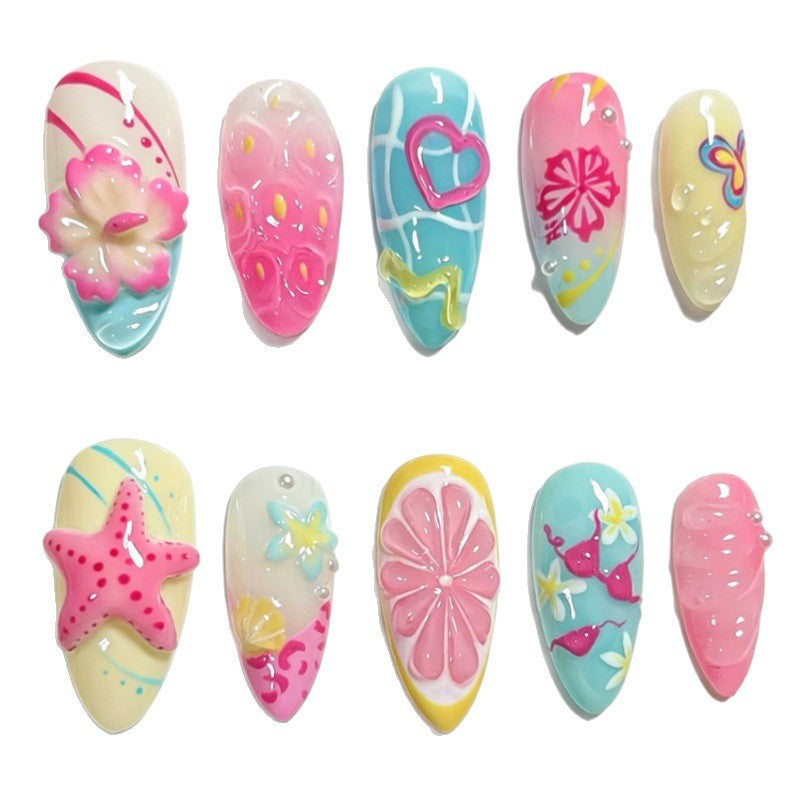 Artistic Ocean-Inspired Press-On Nail Set Kalsten