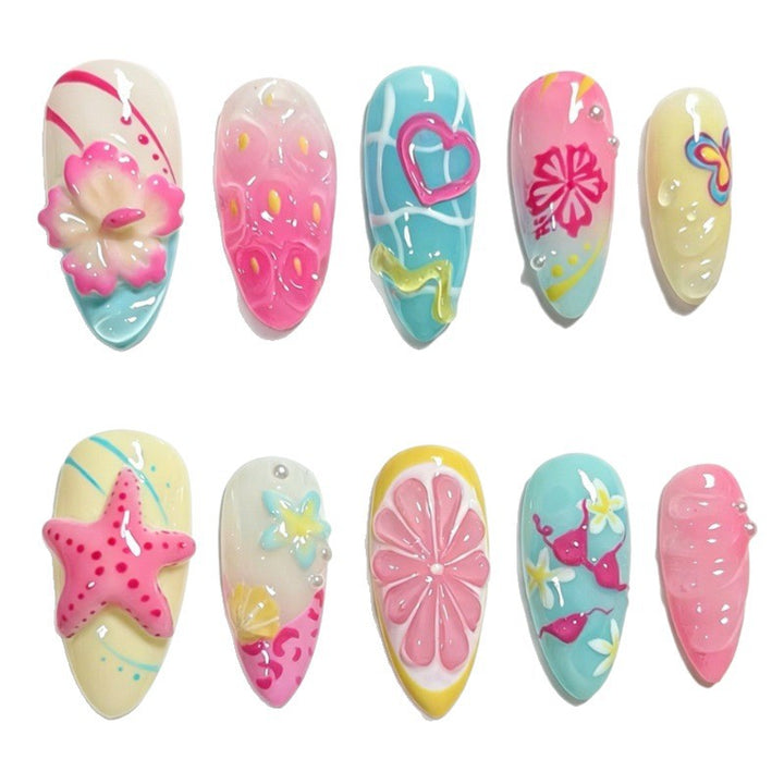 Artistic Ocean-Inspired Press-On Nail Set Kalsten
