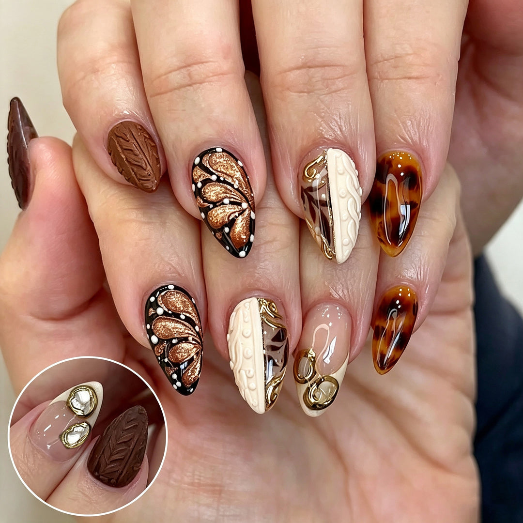Artistic Gourmet Chocolate-Inspired Press-On Nail Art Set Kalsten