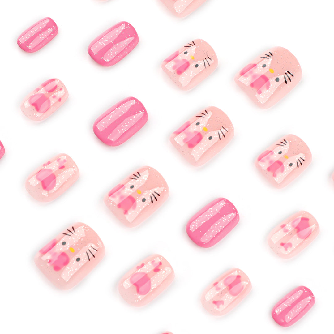 Artificial nail art with cute animal and heart motifs Kalsten